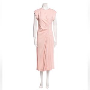 Sportmax Crew Neck Pleated Midi Dress In Pink Viscose, S